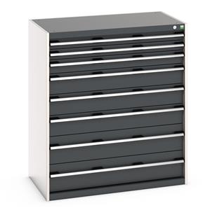 Bott Cubio drawer cabinet with overall dimensions of 1050mm wide x 650mm deep x 1200mm high Cabinet consists of 2 x 75mm, 1 x 100mm, 3 x 150mm and 2 x 200mm high drawers 100% extension drawer with internal dimensions of 925mm wide x 525mm deep. The... Bott Drawer Cabinets 1050 x 650 installed in your Engineering Department